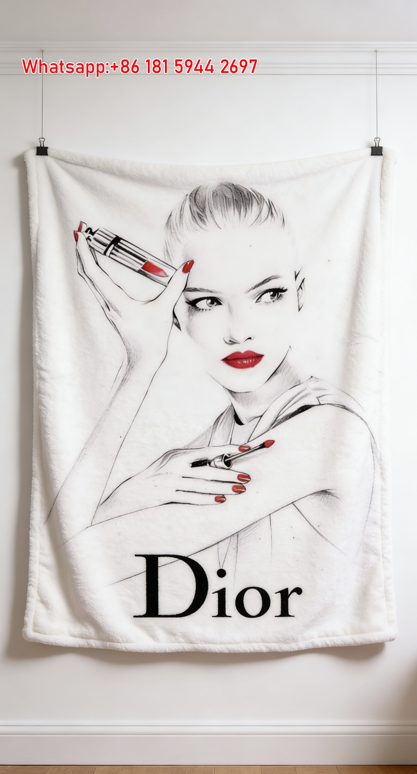 Dior Beauty Sketch Red Lipstick Flannel Sofa Throw Blanket D445